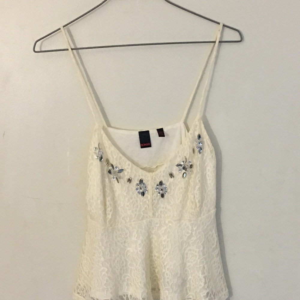 Bongo tank top Crop Top With Rhinestone on chest